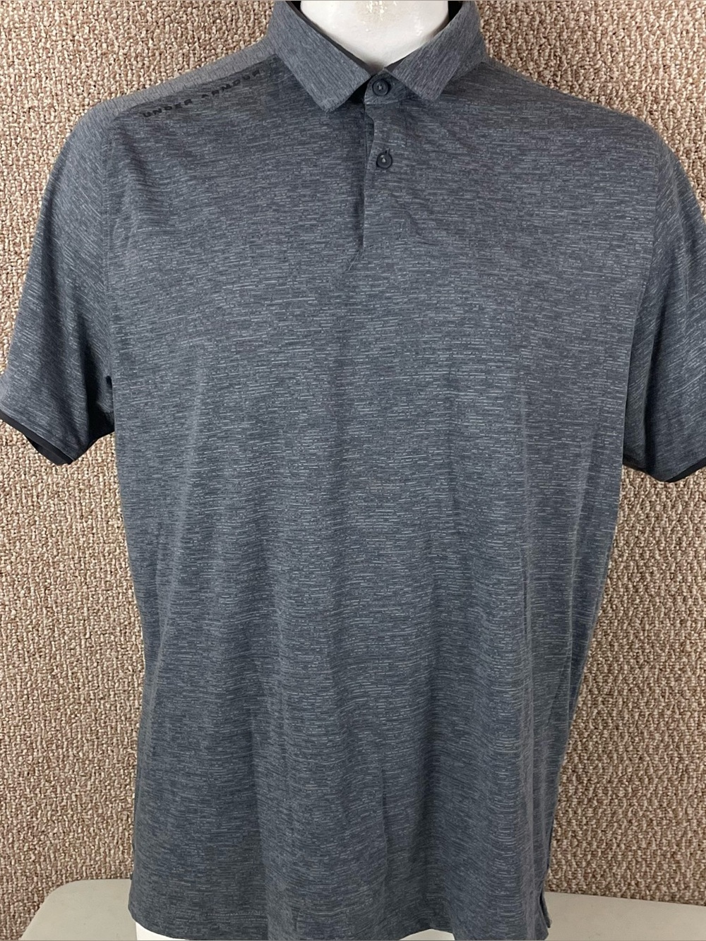 Under Armour HeatGear Polo Shirt Mens 2XL Gray Loose Fit Short Sleve 336